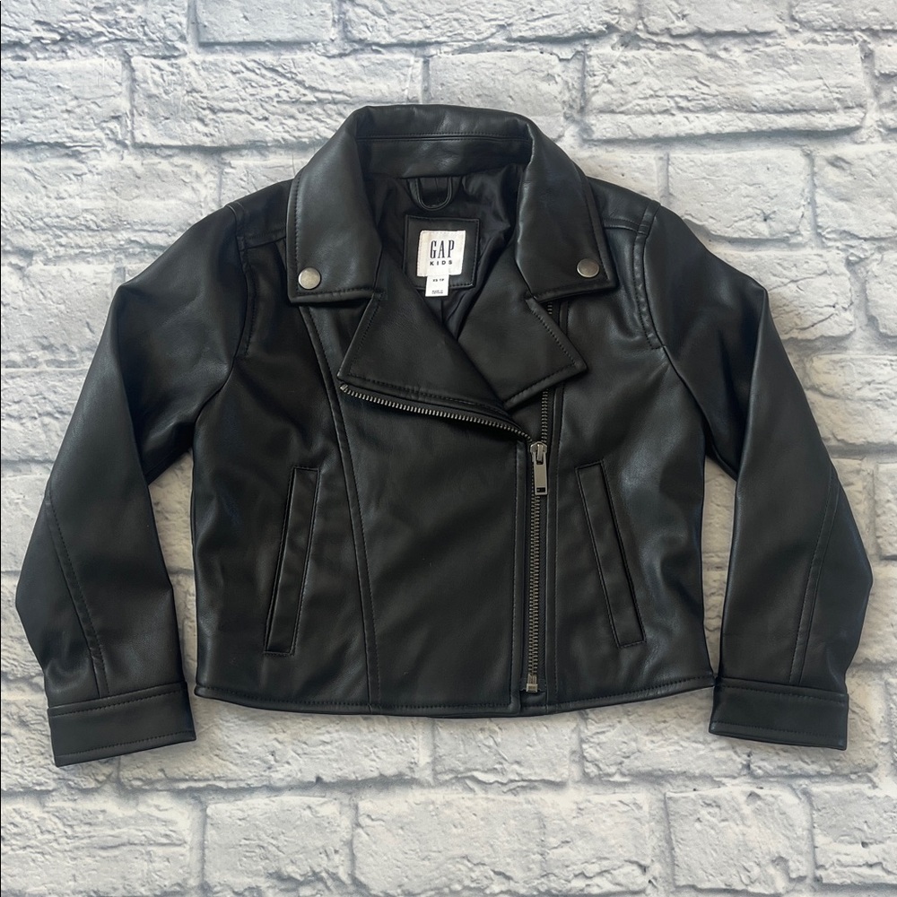 GAP Kids Black Faux Leather Biker Jacket